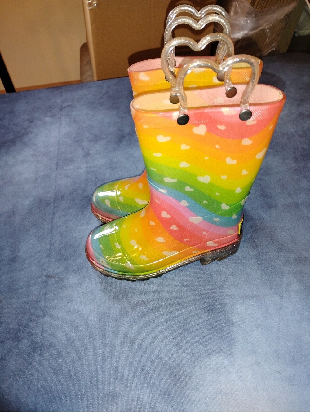 Girls Rainbow Heart Cloud Western chief Rain Boots